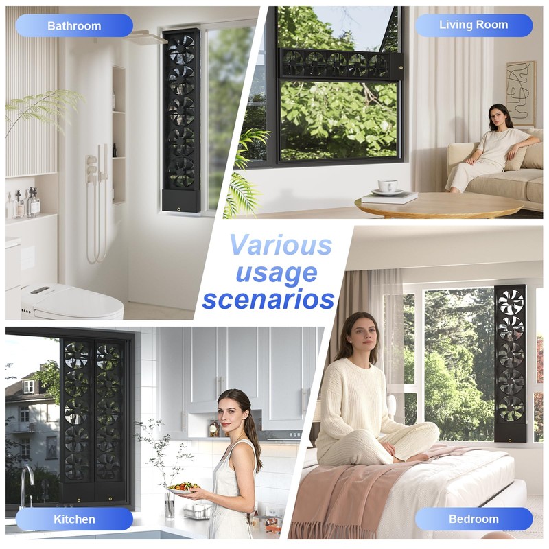 QJSZMEI Vertical Window Fan for Sliding Windows (45~50cm/17.8~19.7in)