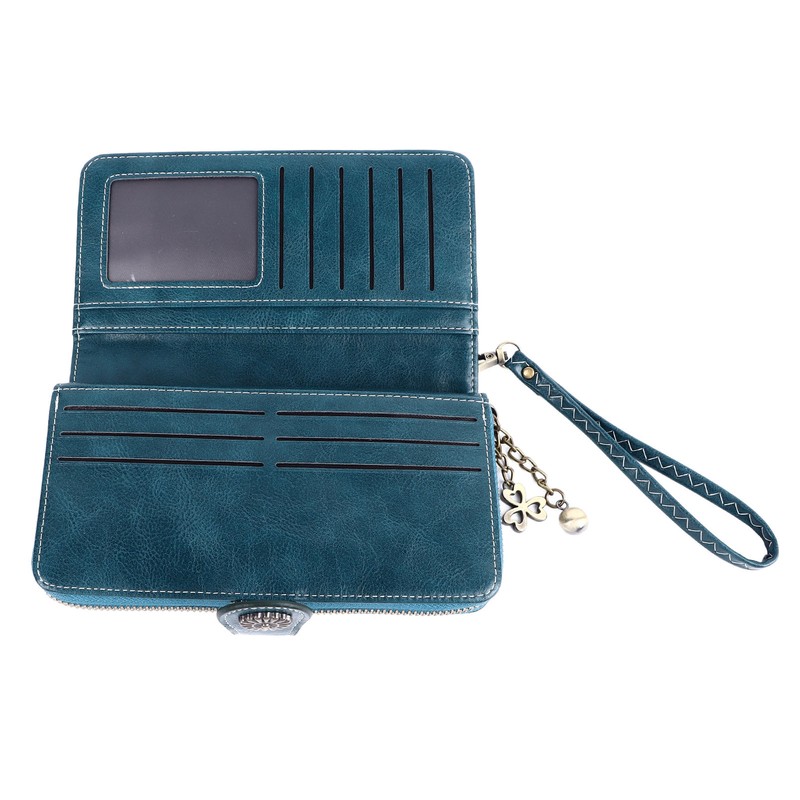 Women PU Leather Credit Card Holder Large Capacity Wallet Zipper