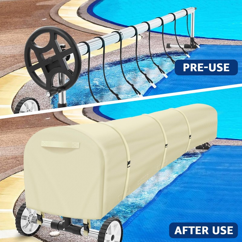 Swimming Pool Solar Reel Cover, 16Ft Heavy Duty Waterproof Solar