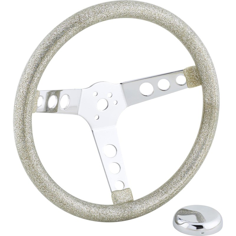 13 Inch Blue Metalflake 60s Style Steering Wheel, 3-1/2 Dish