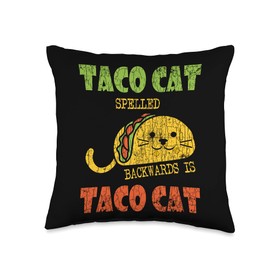 Taco Cat Funny Tacos Mexican Food Lover Graphic Throw Pillow
