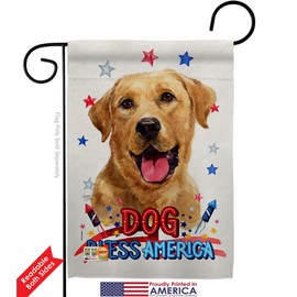 Breeze Decor Patriotic Yellow Labrador Retriever Garden Flag-2pcs Pack Dog Puppy Spoiled Paw Canine Fur Pet Nature Farm Animal Creature House Banner Small Yard Gift Double-Sided, Made in USA