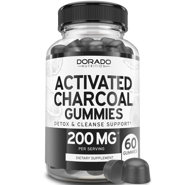 Activated Charcoal Gummies for Healthy Detox & Cleanse Support - Formulated from Organic Coconut Shells 200mg Per Serving – Non GMO & Gluten-Free - Natural Fruit Flavor - For Men & Women (60 Gummies)