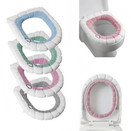 Toilet Seat Warmer Cover 4-Pack - Washable Stretchable Cushion for Elongated & Round Toilets | 4 Seasonal Designs | Winter Comfort for Family (Mix and match)
