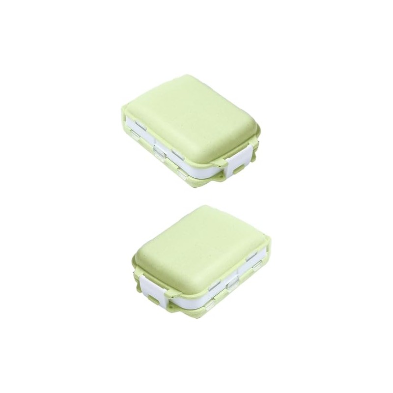 1Pc Green Travel Pill Case Pill Container, Three-Layer 8 Compartments