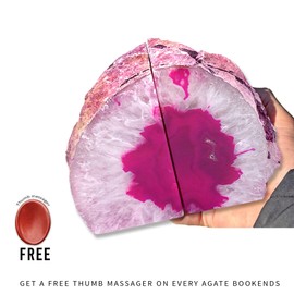 Agate Bookends for Heavy Books. Crystal Stone Bookend. 1 Pair, A Grade, Pre-Matched Polished Geodes Home, Office, Table or Shelf Décor, Rock and Crystal Bookends GM GemMartUSA