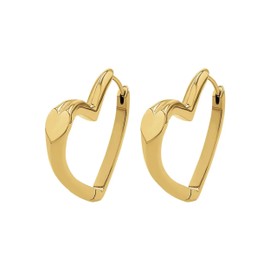 PAUL VALENTINE Heart & Soul Hoops Large Women's Stainless Steel Hoop Earrings Heart Design 27.5mm x 32mm, Stainless Steel, No Gemstone