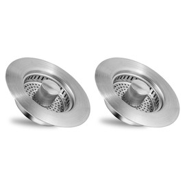 Tilirex Upgraded 3 in 1 Kitchen Sink Drain Strainer, Stainless Steel Pop Up Sink Stopper, Food Catcher Basket Anti-Clogging Odor Isolation Sink Plug for US Standard 3-1/2 Inch Drain, Silver 2 Pack