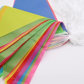 DOJoykey Multicolor Bunting Banner, 132ft Nylon Fabric Bunting with 80pcs Triangle Flags Pennant Bunting for Indoor Outdoor Garden Mother‘s Day Birthday Wedding Party Decoration