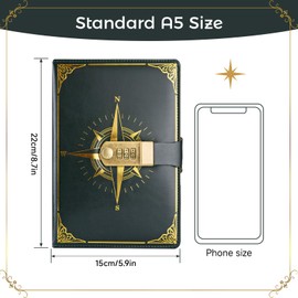 Amythe Tagebuch mit Schloss A5 Vintage Leder, Notizbuch mit Zahlenschloss 100 Blatt / 200 Seiten Liniert Papier, Geschenke für Teenager Jungen Mädchen, Grün