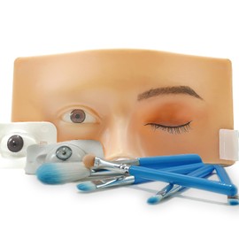 GETPUCHRA Makeup Practice face Eye Makeup Silicone Makeup Practice Board Realistic Face Model Makeup Practice Mask,With Replaceable Eyes (Eye makeup and makeup board,Yellow)
