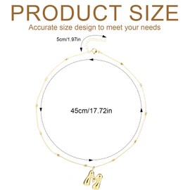Mikovivi Gold Letter Necklace, Dainty Initial Pendant Necklace with Bead Chain Trendy Alphabet Charm Necklace Jewelry Gifts for Women Birthday Anniversary Festival (M)