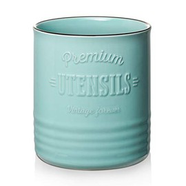 DOWAN Kitchen Utensil Holder, 7.2″ Large Ceramic Utensil Crock, Vintage Farmhouse Home Kitchen Décor, Deep and Stable, Easy to Clean, Turquoise