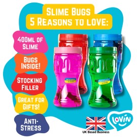 Lovin Slime - Slime bugs TM Lovin Antistress toy 400ml, Fidget Toys Stretchy Anti-Stress Slime - Squishy Kids Slime for Party Bags Fillers - Fun and Relaxing Playtime Activity