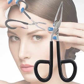 MuskalMed Professional Scissor Handle Tweezers Stainless Steel Shape Tool 'Eyebrow Nose Hair Clip Tweezer Remover for Lady Women (Black Pvc Handle)