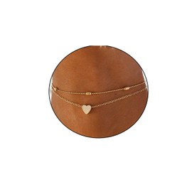 Pencros Dainty Layered Anklet,14K Gold Filled Cute Beads Satellite Chain Heart Boho Adjustable Anklets for Women (heart-gold)