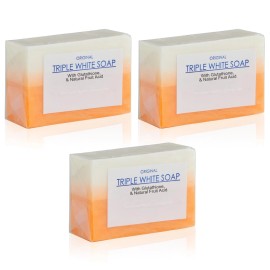 Jabón Triple Blanco con Placenta Kójica Glutación y Ácido Natural de Frutas, 3 Barras