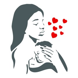 Mother Stencil 11.5 x 14 cm (M) Reusable African Mom Baby Child Boy Girl Wall Stencil