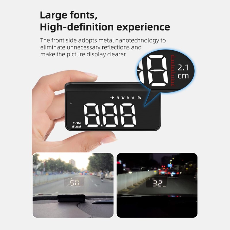 Car HUD 3.5 inch Head-up Display Windshield Projecter Digital Vehicle