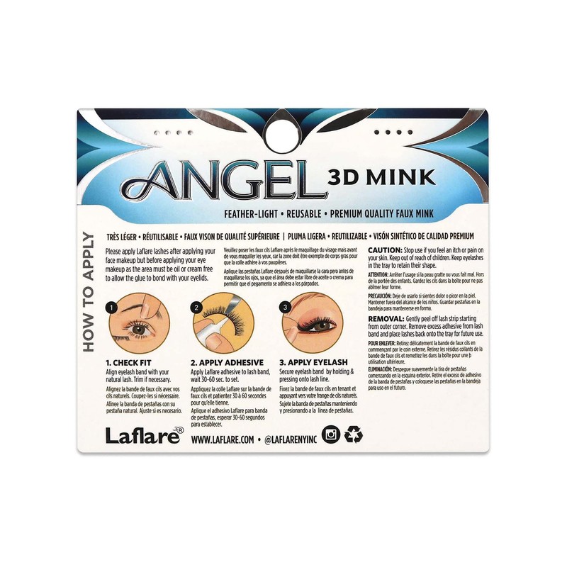 Laflare 3D MINK ANGEL Eyelashes, Soft, Feather-Light, Double-Layer, Voluminous, Glamorous,