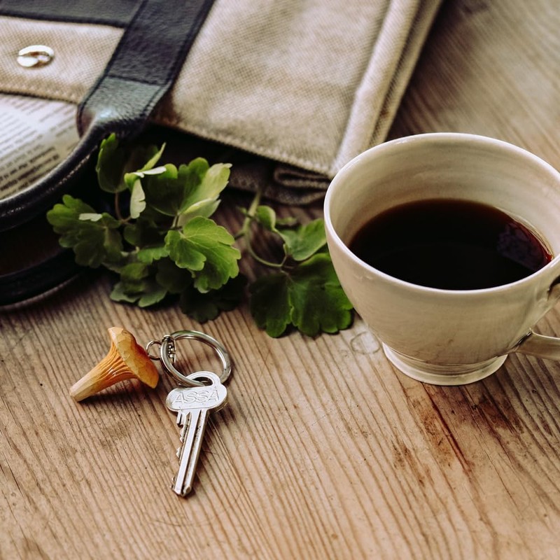 WILDLIFEGARDEN WG4707 Key Chain Chanterelle - Hand Carved Wooden Key