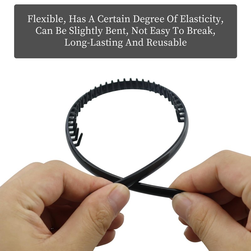 2-Piece Unisex Shark Tooth Comb Headband, Non-Slip Sports Hair Band