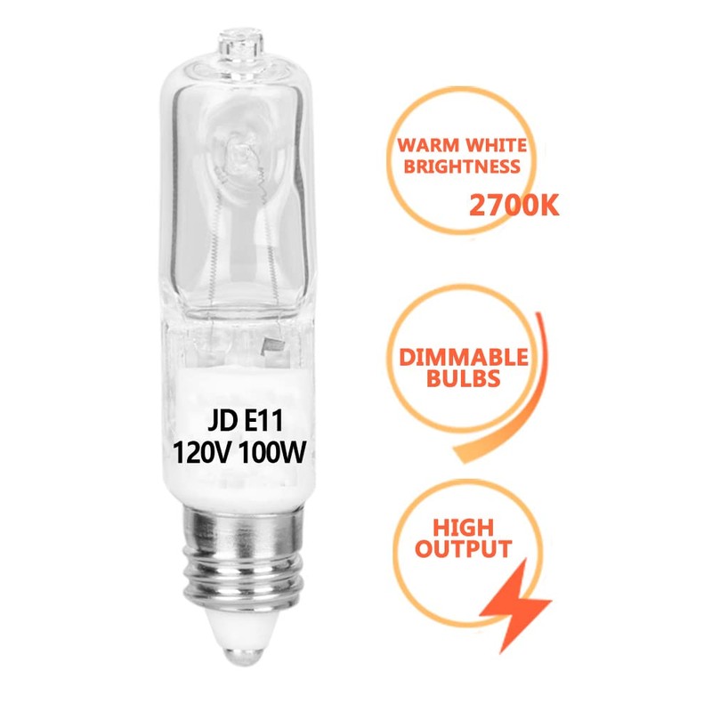 JD E11 120 Volt 100 Watt Halogen Bulbs, Mini Candelabra