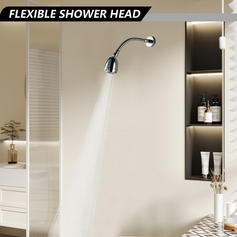 DOUBLUOEG Chrome 11.8 Inches Shower Head with Adjustable Shower Arm,