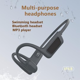 HiBOMASOON Swimming Headphone Underwater Waterproof Bluetooth ipx8 32G MP3 Player,Out Ear, for Running Diving Cycling Hiking Gym Spa Other Sports S800(Black)