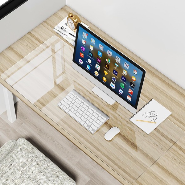 Transparent Desk Mat, Large Desk Mat, Transparent, Round Edges, Clear