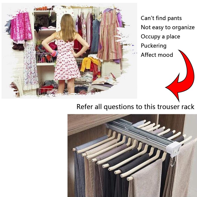 MYOYAY Pull Out Trousers Rack 22 Arms Steel Pull Out