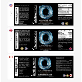 Intelligent Labs Triglyceride Omega 3, 2250mg per 3-Capsule Serving, Burpless Fish Oil Capsules, GOED Certified, 120 Softgels Per Bottle