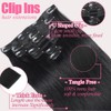 Clip in Hair Extensions, 7Pcs 18 Inch Straight Human Hair