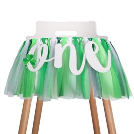 St Patricks Day Clover Highchair Banner for Baby - Party Theme Pull Flag, High Chair Fabric Garland, 1st First Birthday Banner, Photo Props, Handmade