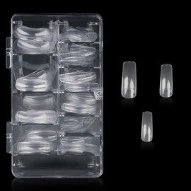 Clear Acrylic Nail Tips, 200pcs False Nails for Salons and DIY Nail Art or Silicone Nail Practice Hands, 10 Sizes