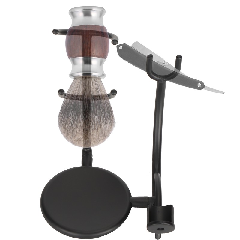 Curved Razor and Shaving Brush Stand Display Dry Brush Compatible