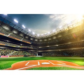 BELECO 10x6.5ft Fabric Baseball Backdrop Baseball Stadium Sports Photography Backdrop for Birthday Party Decoration Games Photo Background Props
