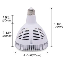 Aolyty 45w (85W Equivalent) PAR38 LED Bulb White 6000K 3500lm E26 Base 35 Degree Beam Angle Track Spotlight with Fan AC 120v (White)