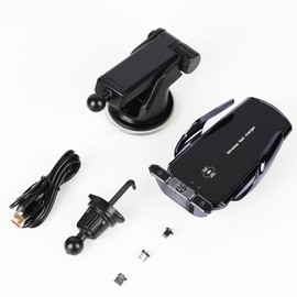 Car Phone Holder 15W Wireless Charger, JUSCCZ Wireless Car Charger,Auto-Clamping Charger Fit for Most Smart Phones (Silver)