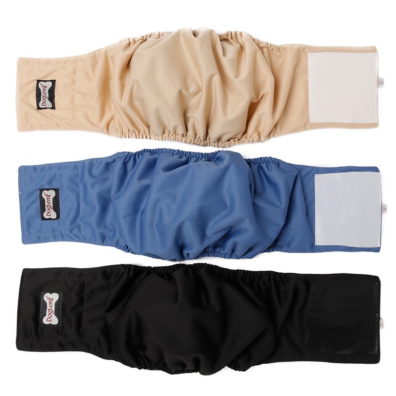 3Pcs Washable Male Dog Belly Band Wrap Waterproof Pet Diaper