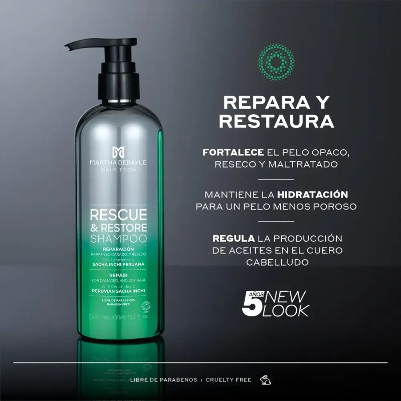 MARTHA DEBYALE HAIR TECH Rescue & Restore Shampoo. Restauración, con