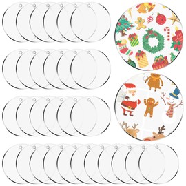TAIANJI 20 Sets Acrylic Discs with Hole 5cm Acrylic Keychain Blanks with Key Chains, Plastic Sheet Round Discs Circle Blanks for Keychain, DIY, Crafting Decor