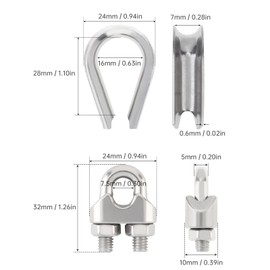 10pcs 1/4 Inch Cable Clamps,10pcs M6 Stainless Steel Wire Rope Thimbles, M6 Wire Rope Clip U Bolt Saddle Fastener Cable Thimbles Rigging for 1/4” Diameter 6mm Steel Wire Rope