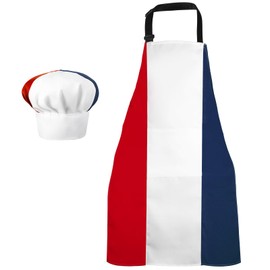 SATINIOR Chef Hat and Apron for Women Men Patriotic Baking Fabric Adjustable Cooking Apron for Home Kitchen(Red, White, Blue,1 Piece)