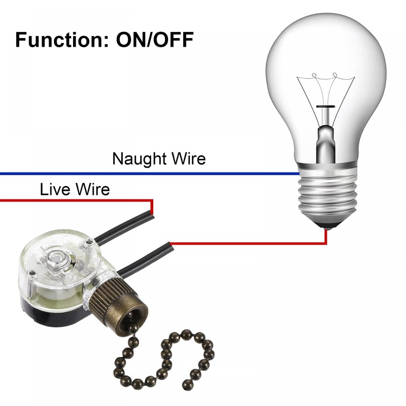 sourcing map Pull Chain Switch On-Off Speed Replacement ZE-109 for