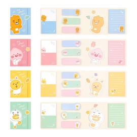Little Friends Lovely Character 4 Layer Sticky Notes, Bookmark Flags, Memo Pad, Set of 4