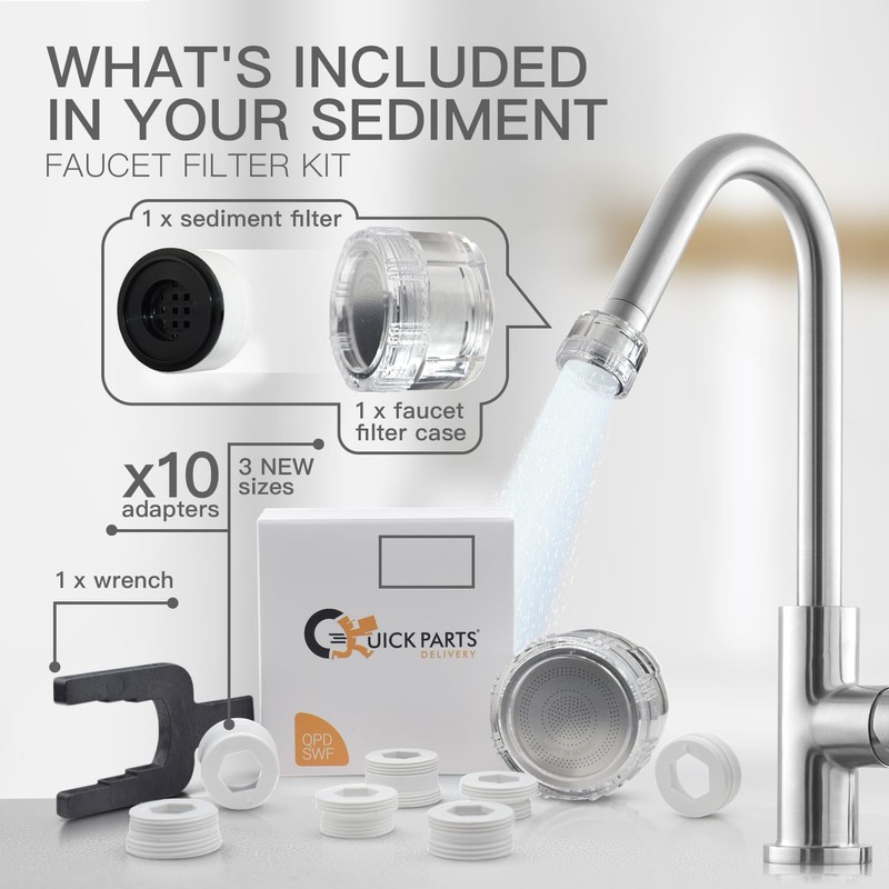 Kitchen and Bathroom Faucet Filter Kit - Includes 10 Adapters