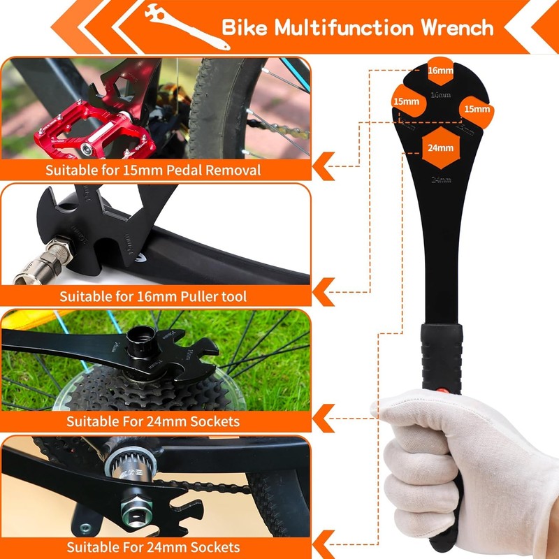 Bicycle Repair Tool Kit, Freewheel and Cassette Removal Set with