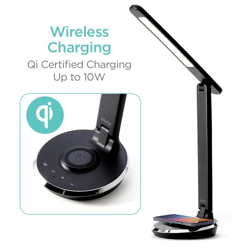 iHome Desk Lamp with Charging Station, Reading Light with Wireless