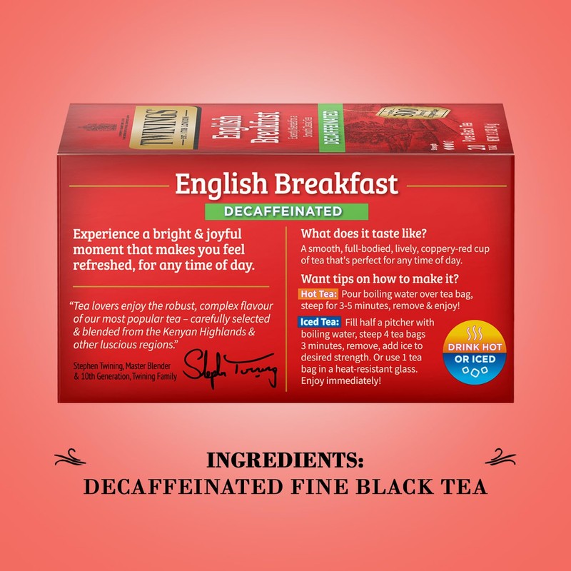 Twinings English Breakfast Tea, Decaffeinated Black Tea - Lively and